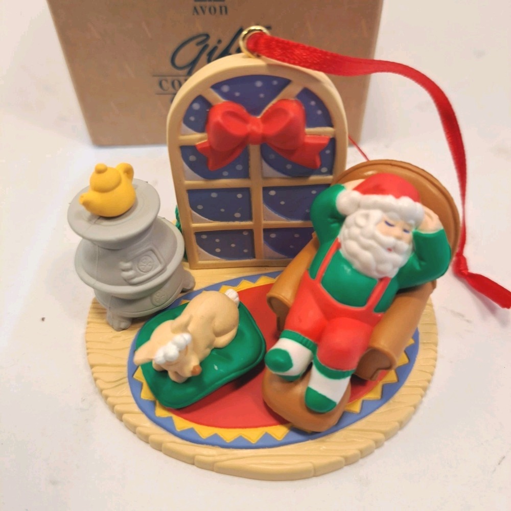 Avon Christmas with Santa Taking a Nap Christmas Ornament **NIB
